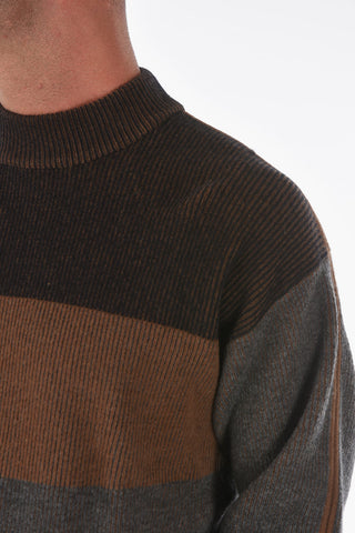 ZZEGNA Ribbed Two-Tone Crew-neck Sweater