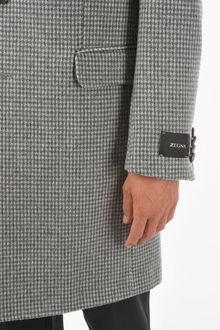 ZZEGNA houndstooth patterned chesterfield coat