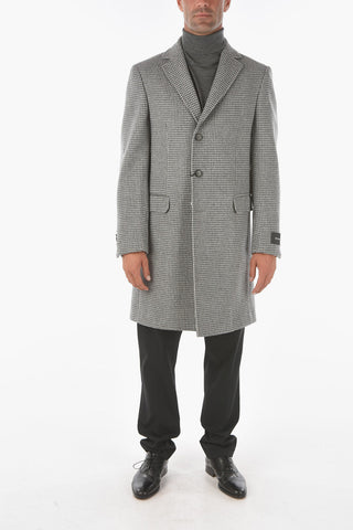 ZZEGNA houndstooth patterned chesterfield coat