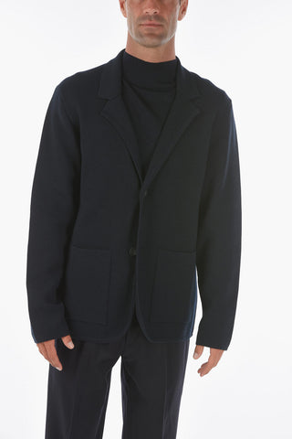 ZZEGNA Knitted 2 Buttons V-Neck Blazer