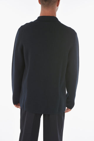 ZZEGNA Knitted 2 Buttons V-Neck Blazer