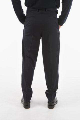 ZZEGNA wool double pleat pants with belt