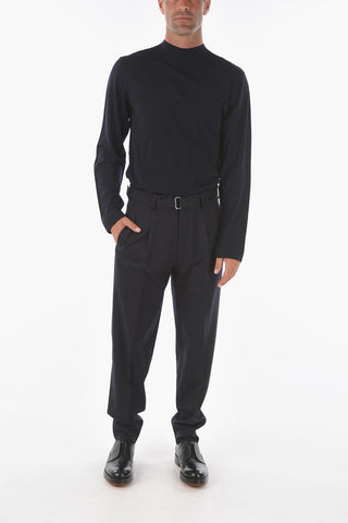 ZZEGNA wool double pleat pants with belt