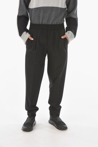 ZZEGNA drawstring waist double pleat pants