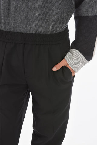 ZZEGNA drawstring waist double pleat pants