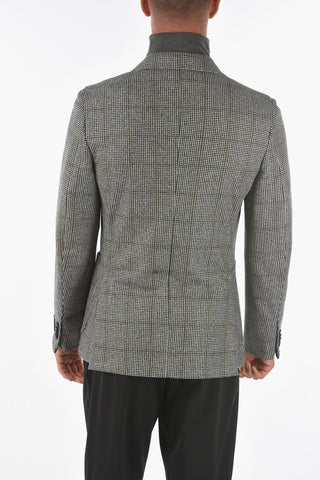 ZZEGNA Houndstooth Patterned 2-button Blazer with Notch Lapel