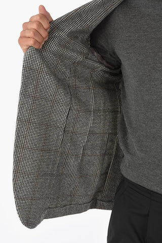 ZZEGNA Houndstooth Patterned 2-button Blazer with Notch Lapel