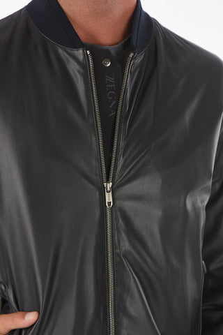 ZZEGNA full zip leather bomber