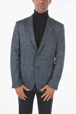 WINTER CROSSOVER Houndstooth Patterner Blazer with Notch Lapel