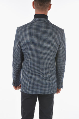 WINTER CROSSOVER Houndstooth Patterner Blazer with Notch Lapel
