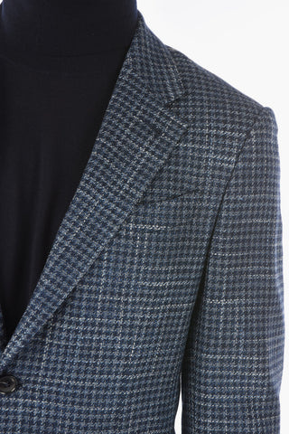 WINTER CROSSOVER Houndstooth Patterner Blazer with Notch Lapel