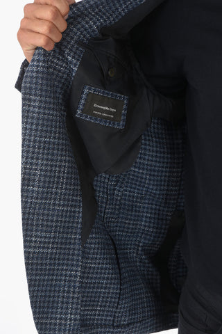 WINTER CROSSOVER Houndstooth Patterner Blazer with Notch Lapel