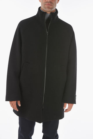 ZZEGNA Wool-bouclé Zip-up Coat