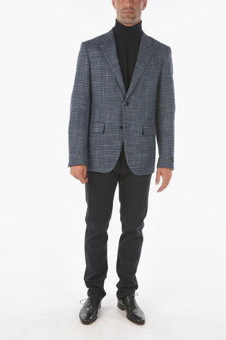 EZ TAILORING Houndstooth Patterned 2-button blazer with Notch Lapel