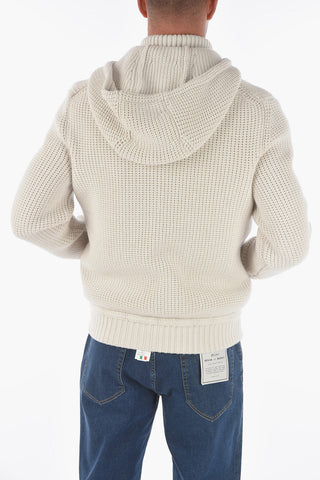 EZ TAILORING hooded cashmere cardigan with real fur removable inner