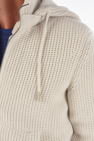 EZ TAILORING hooded cashmere cardigan with real fur removable inner