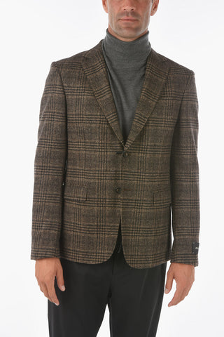 ZZEGNA Wool 2-button Blazer with Plaid Check
