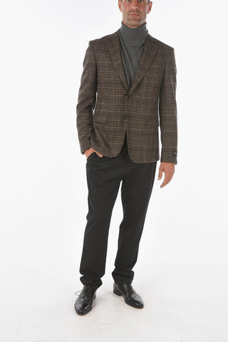 ZZEGNA Wool 2-button Blazer with Plaid Check