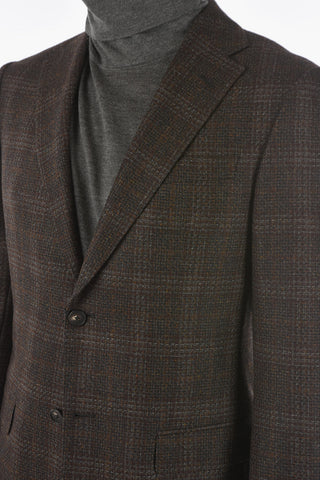 ZZEGNA Glen Checkered Wool Blazer with Notch Lapel