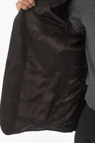 ZZEGNA Glen Checkered Wool Blazer with Notch Lapel