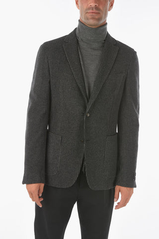 ZZEGNA Pencil Striped Wool Blazer with 2 Buttons