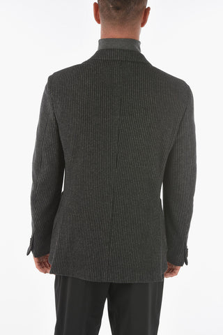 ZZEGNA Pencil Striped Wool Blazer with 2 Buttons