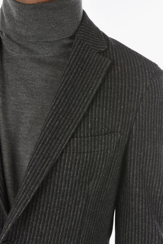 ZZEGNA Pencil Striped Wool Blazer with 2 Buttons