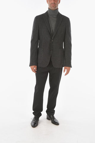 ZZEGNA Pencil Striped Wool Blazer with 2 Buttons