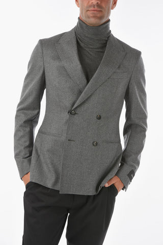 ZZEGNA Wool Double-breasted Blazer with Peak Lapel