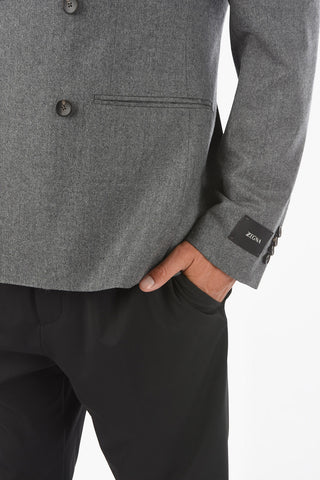 ZZEGNA Wool Double-breasted Blazer with Peak Lapel