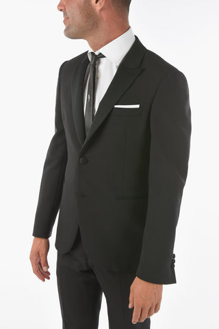 Virgin Wool Blend TUXEDO Blazer with Peak Lapel
