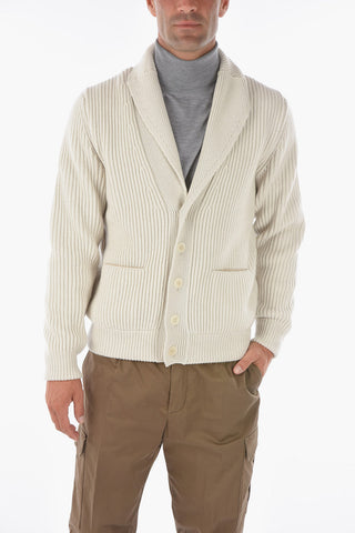 EZ TAILORING Maxi Cardigan in Cashmere con Rifiniture in Pelle