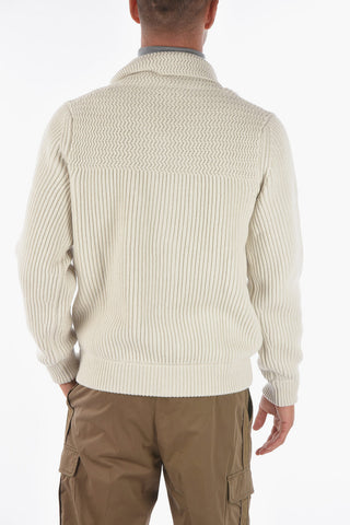 EZ TAILORING Maxi Cardigan in Cashmere con Rifiniture in Pelle