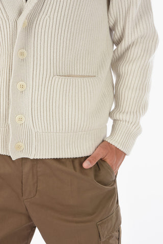 EZ TAILORING Maxi Cardigan in Cashmere con Rifiniture in Pelle