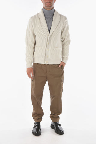 EZ TAILORING Maxi Cardigan in Cashmere con Rifiniture in Pelle