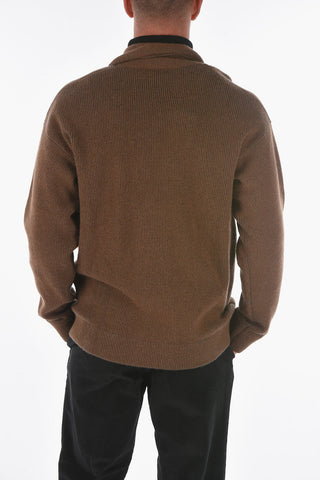 ZZEGNA V-neck Ribbed Maxi Cardigan