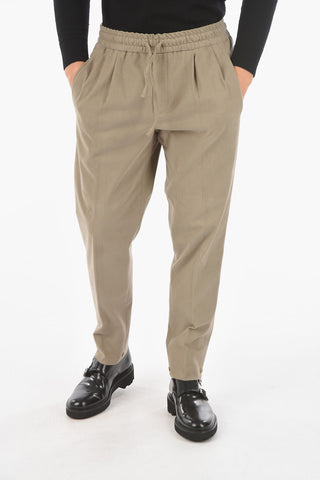 ZZEGNA drawstring waist double pleat pants