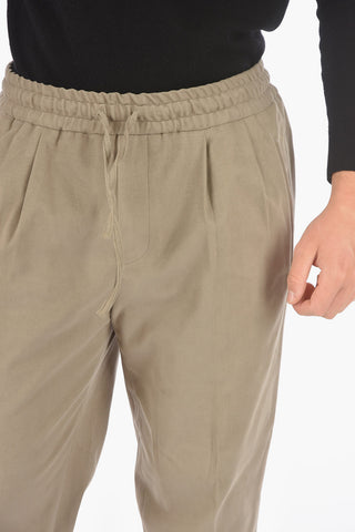 ZZEGNA drawstring waist double pleat pants