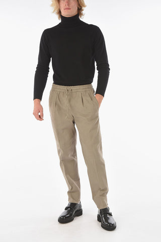 ZZEGNA drawstring waist double pleat pants