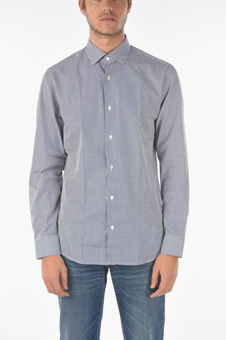 ZZEGNA Awning Striped Shirt with Spread Collar