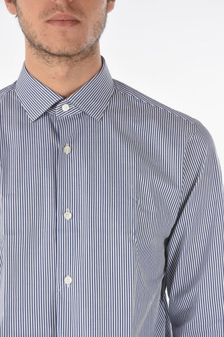 ZZEGNA Awning Striped Shirt with Spread Collar