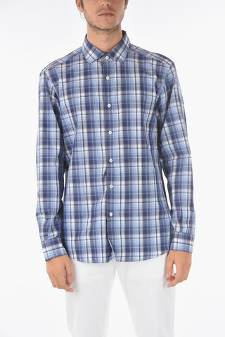 EZ TAILORING Camicia a Quadri Tartan con Collo Francese