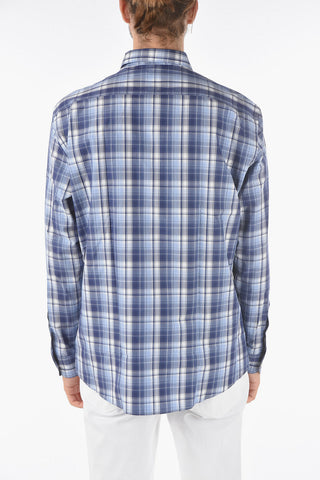 EZ TAILORING Camicia a Quadri Tartan con Collo Francese