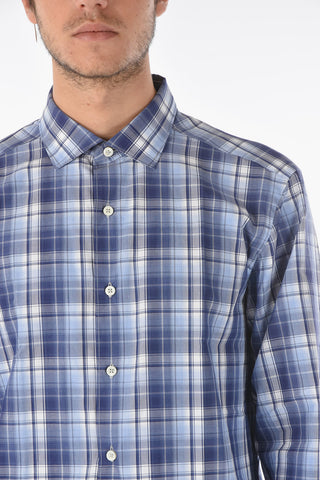 EZ TAILORING Camicia a Quadri Tartan con Collo Francese