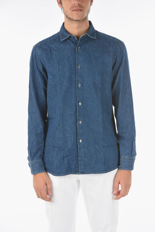 EZ TAILORING Denim Shirt with Spread Collar