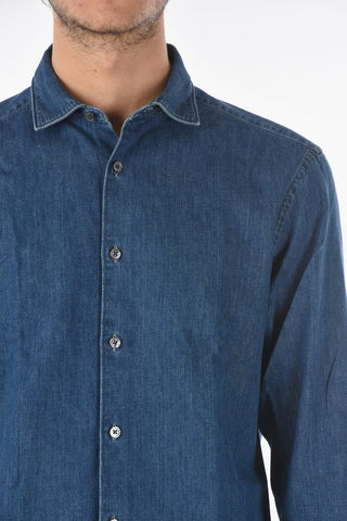 EZ TAILORING Denim Shirt with Spread Collar