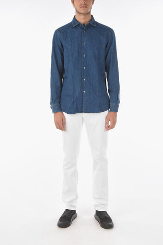 EZ TAILORING Denim Shirt with Spread Collar