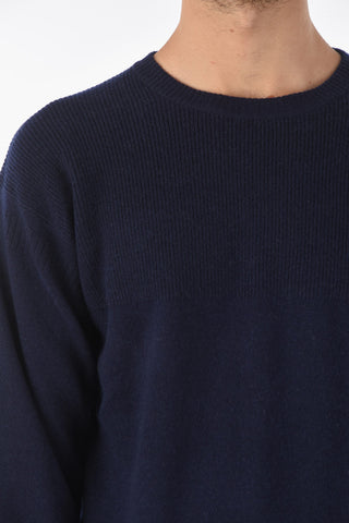 ZZEGNA Cashmere Crew-neck Sweater with Ribbed Details