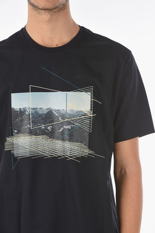 ZZEGNA Front Printed Crew-neck T-shirt