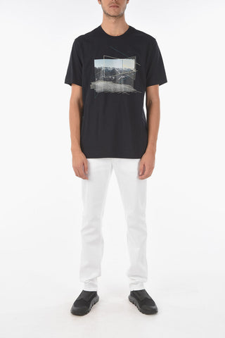 ZZEGNA Front Printed Crew-neck T-shirt